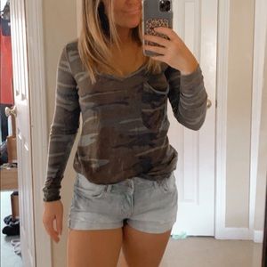 LULU’s long sleeve relaxed camo top